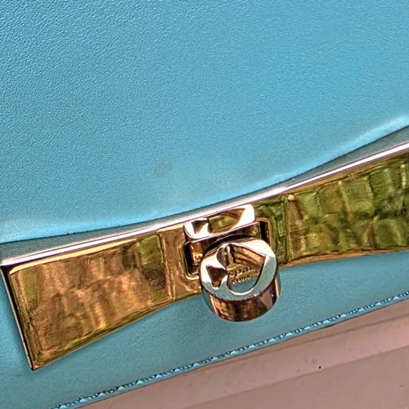 Kate Spade Teal Shoulder Purse Crossbody With Turn Lock Opening - Picture 2 of 9